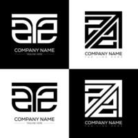 ZTZ minimalist and classic logo set design. ZTZ flat and simple style with black and white color variation letter logo set in one artboard. vector