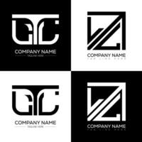 LTL minimalist and classic logo set design. LTL flat and simple style with black and white color variation letter logo set in one artboard. vector