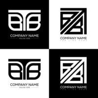 BTB minimalist and classic logo set design. BTB flat and simple style with black and white color variation letter logo set in one artboard. vector