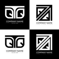 QTQ minimalist and classic logo set design. QTQ flat and simple style with black and white color variation letter logo set in one artboard. vector