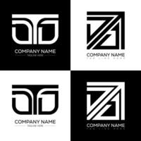 DTD minimalist and classic logo set design. DTD flat and simple style with black and white color variation letter logo set in one artboard. vector