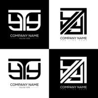 YTY minimalist and classic logo set design. YTY flat and simple style with black and white color variation letter logo set in one artboard. vector