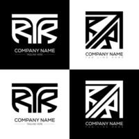 RTR minimalist and classic logo set design. RTR flat and simple style with black and white color variation letter logo set in one artboard. vector