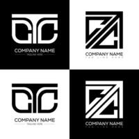 CTC minimalist and classic logo set design. CTC flat and simple style with black and white color variation letter logo set in one artboard. vector