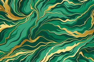 Modern Abstract Stone Background with Green and Golden Marble Texture vector