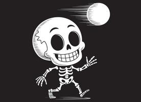 Sketch of a walking skeleton with a big smile. vector
