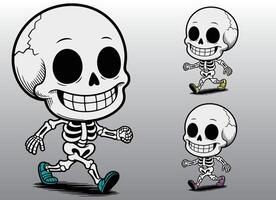 Character design of a skeleton with a smile and a steady walk. vector