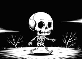 A skeleton walking with ease with a smile on its face. vector