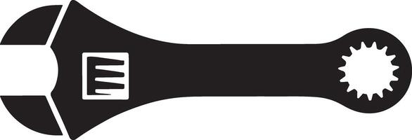 Black and white silhouette of an adjustable wrench tool vector