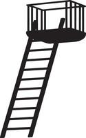 Black silhouette of a ladder leading to a small elevated platform vector