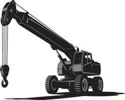 A black and white illustration of a mobile crane with a hook vector