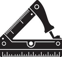 Black and white illustration of a folding combination square tool vector