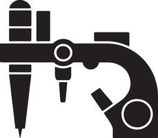 Silhouette icon of a modern advanced microscope for scientific research and analysis vector