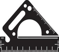 Black and white illustration of a combination square and ruler vector