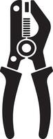 Black and white illustration of wire stripping pliers for electrical work vector