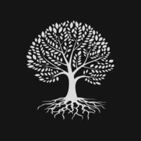 Tree silhouette with root , logo design template vector