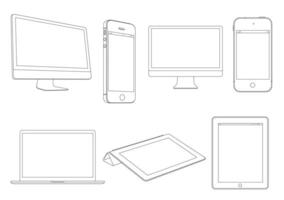 Digital devices lineart vector