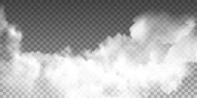 Realistic white clouds, fog, smog special effect vector