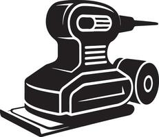 Black and white illustration of a random orbital sander power tool vector