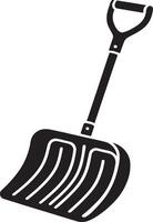 A black and white illustration of a snow shovel with a d shaped handle vector