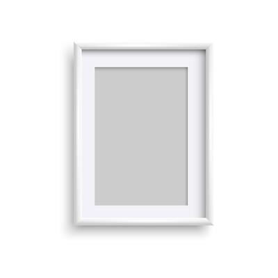 Rectangle white blank vertical frame with white paper