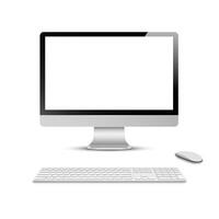 Monitor with keyboard and computer mouse vector