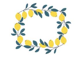 Decorative rectangular lemon frame, perfect for summer designs vector