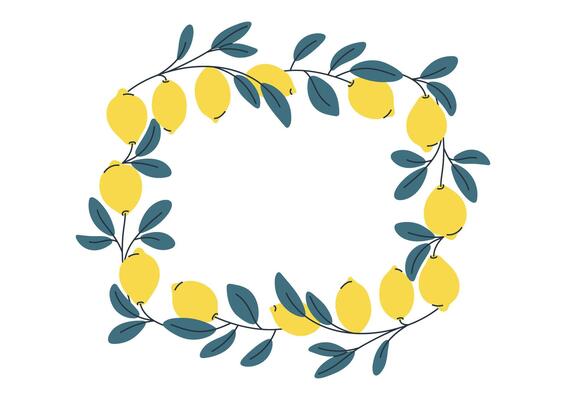 Decorative rectangular lemon frame, perfect for summer designs