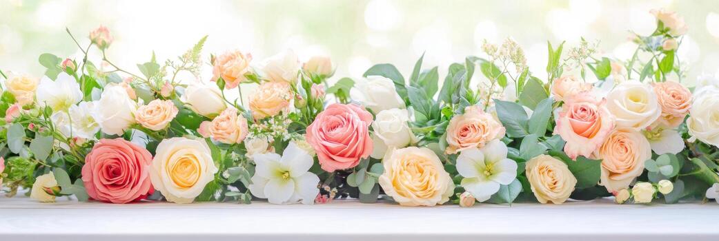 brillante y alegre floral monitor caracteristicas un mezcla de rosas y lirios, celebrando el llegada de primavera foto