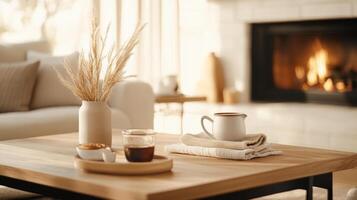 Friends enjoy tea and meaningful conversations around a warm fireplace in a welcoming traditional living room photo