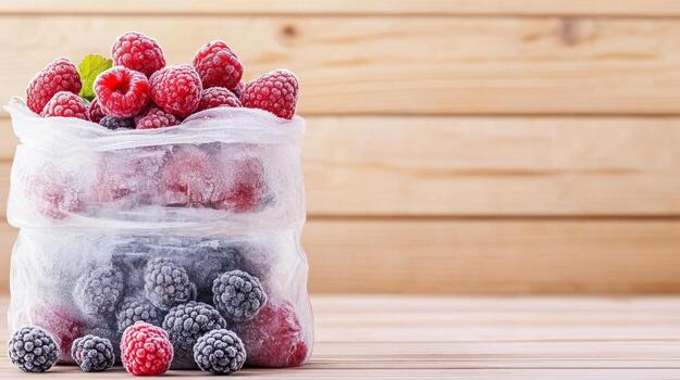congelado bayas lleno en claro pantalones escaparate su glacial textura, atractivo sano merienda opciones en un natural ajuste foto