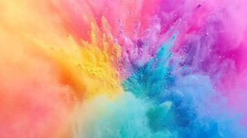 A stunning explosion of colorful holi powder representing joy and celebration during the festival photo