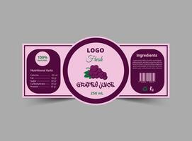 Bottle Label Grapes Juice Product Template Design Brand Name Packaging Illustration vector