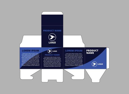 Packaging Template Design Blue With Logo Brand Name Product Illustration