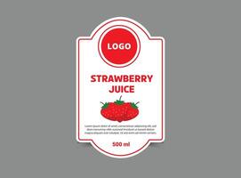 Bottle Label Template Design Strawberry Juice Brand Name Packaging Product Illustration vector