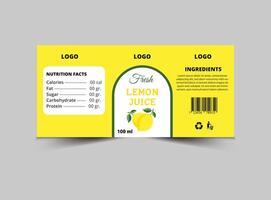 Bottle Label Lemon Juice Product Template Design Brand Name Packaging Illustration vector