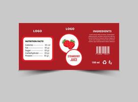 Bottle Label Strawberry Juice Product Template Design Brand Name Packaging Illustration vector