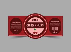 Bottle Label Cherry Juice Product Template Design Brand Name Packaging Illustration vector