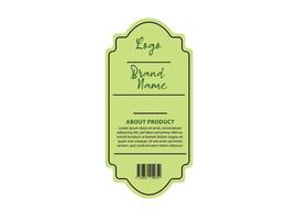 Bottle Label Template Design Green Color Brand Name Packaging Product Illustration vector