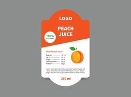 Bottle Label Template Design Peach Juice Brand Name Packaging Product Illustration vector