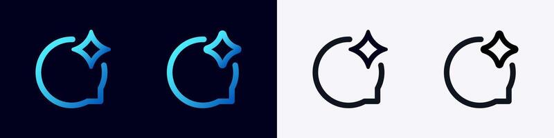 Ai icons of head silhouette with spark highlight representing artificial intelligence vector