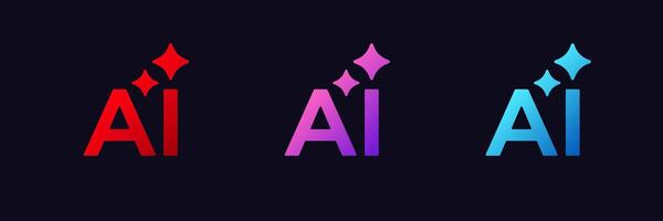 Ai icons with colorful stars representing artificial intelligence concepts vector