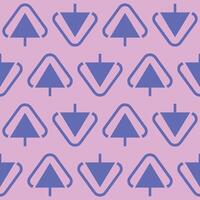 Seamless pattern of blue triangles and inverted triangles on a pink background, vector