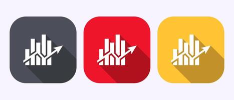 Bar chart icon design, Graph logo, Growth chart sign in shadow button design vector