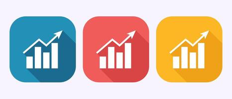 Bar chart icon illustration, Graph logo, Growth chart sign symbol in shadow button design vector