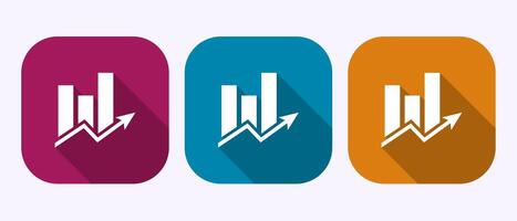 Bar chart icon, Graph logo, Growth chart sign symbol in shadow button design vector