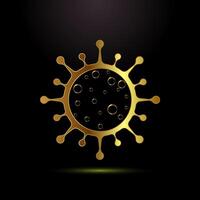 Virus, bacteria icon design illustration. Microbe bacteria sign in gold color style vector