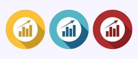 Bar chart icon design, Graph logo, Growth chart sign symbol in shadow button design vector