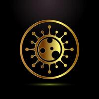 Virus, bacteria icon design. Microbe bacteria sign in gold color style vector