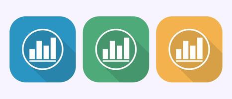 Bar chart icon illustration, Graph logo, Growth chart symbol in shadow button design vector
